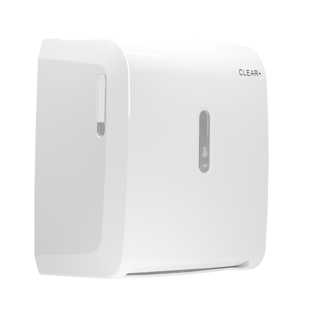 Distributore di asciugamani in rotolo Clear+, bianco