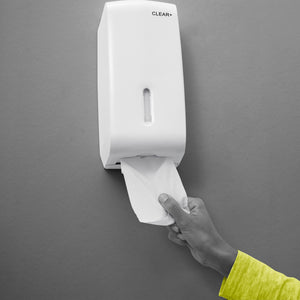 CLEAR+ Toilettenpapier Einzelblätter V-Falz 2-lagig